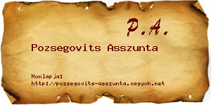Pozsegovits Asszunta névjegykártya